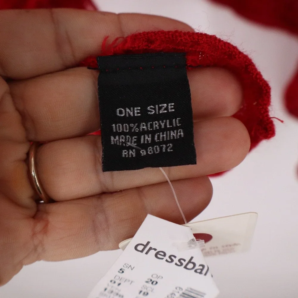 Dressbarn Blanket Wrap Womens One Size Fall Classic Red Open Knit NWT